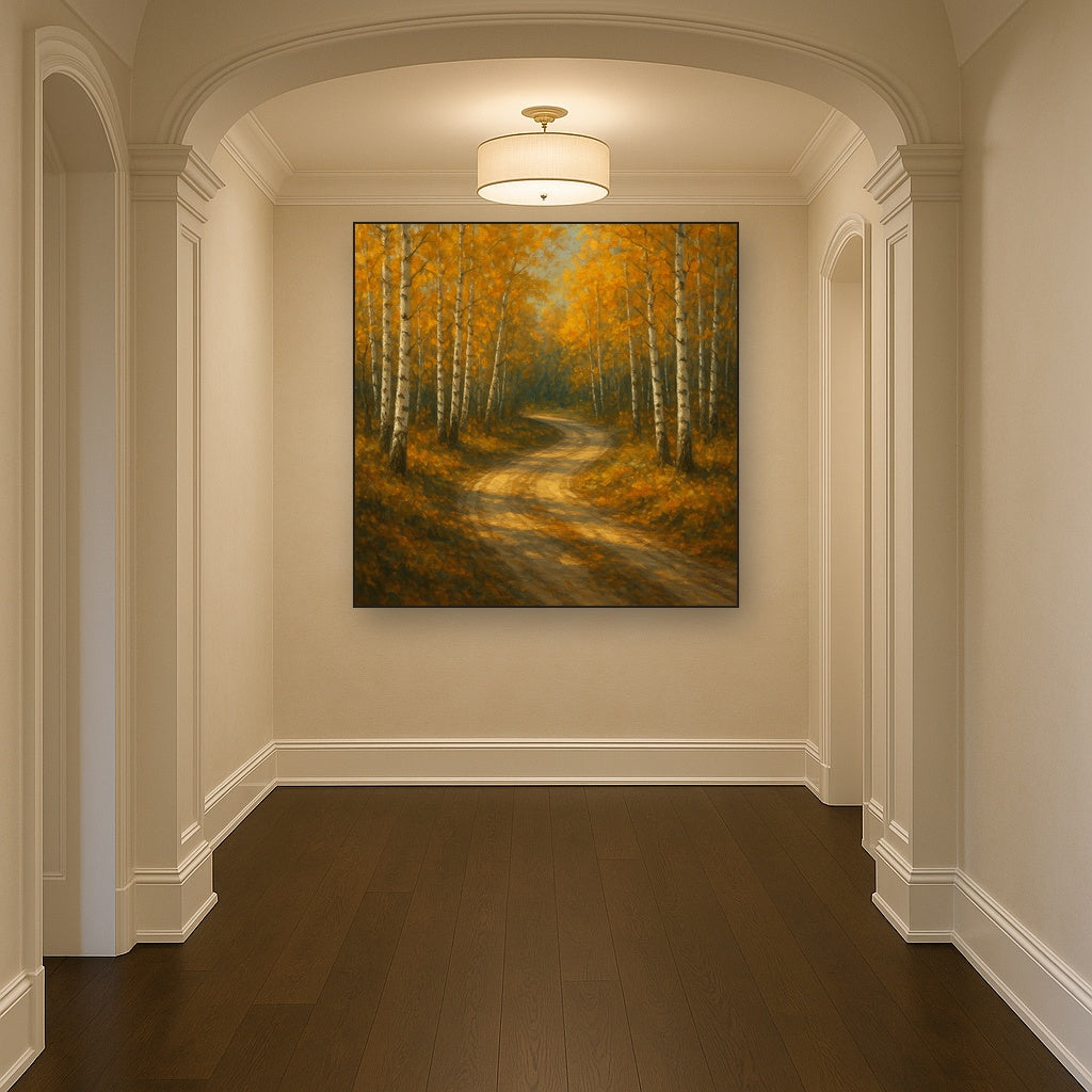 Winding Country Dirt Road through Birch Glade No. 9 Fine Art Oil Painting - View 5