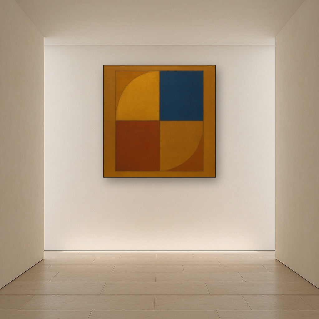 Bauhaus Quadrant Harmony in Primary Earth Tones No. 10 Oil Painting - View 5