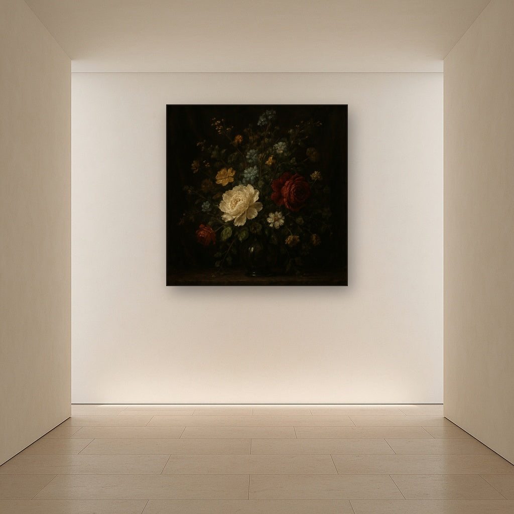 Moody Dutch Master Dark Floral Still Life No. 12 Fine Art Oil Painting - View 5