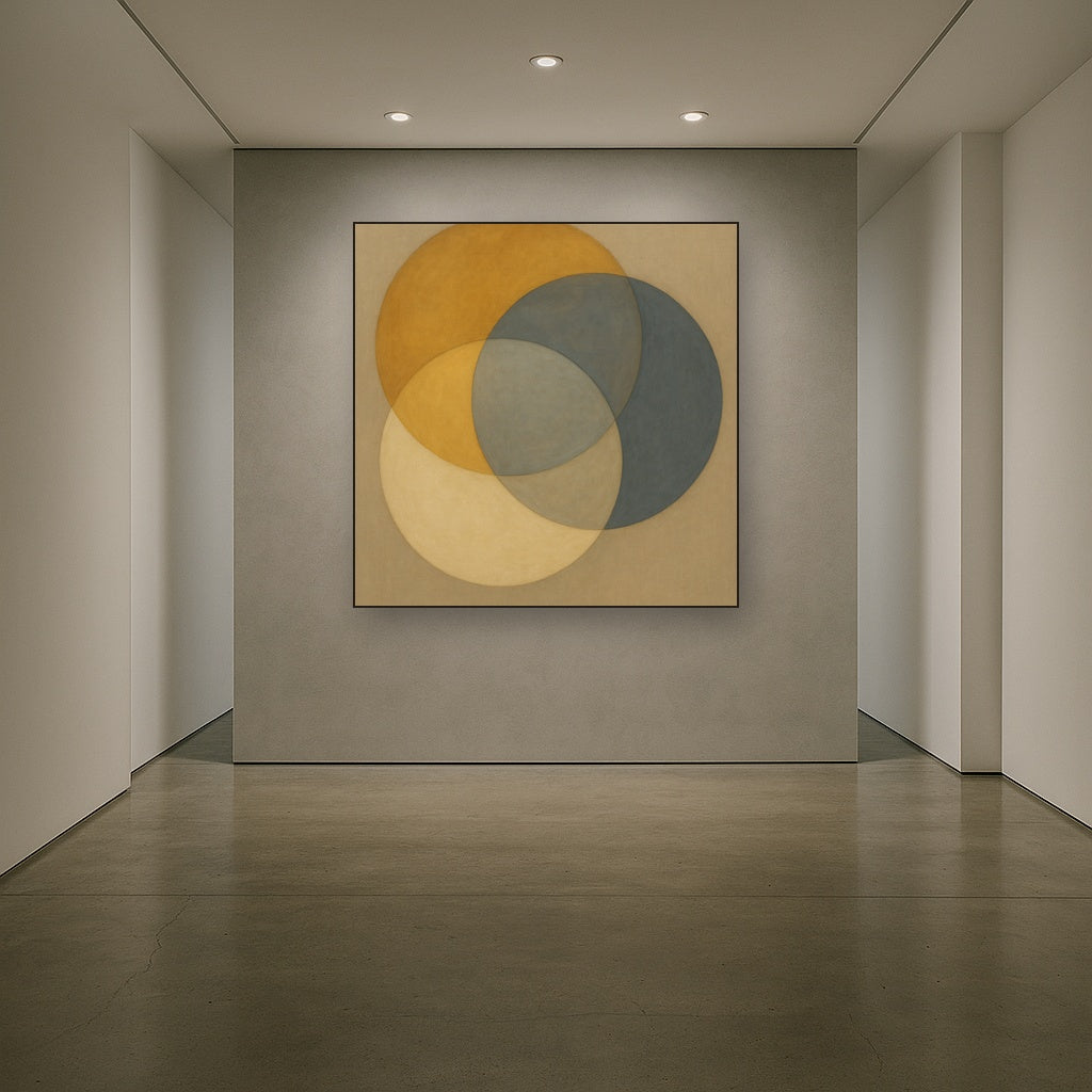 Intersecting Discs in Burnished Ochre & Slate No. 2 Fine Art Oil Painting - View 5