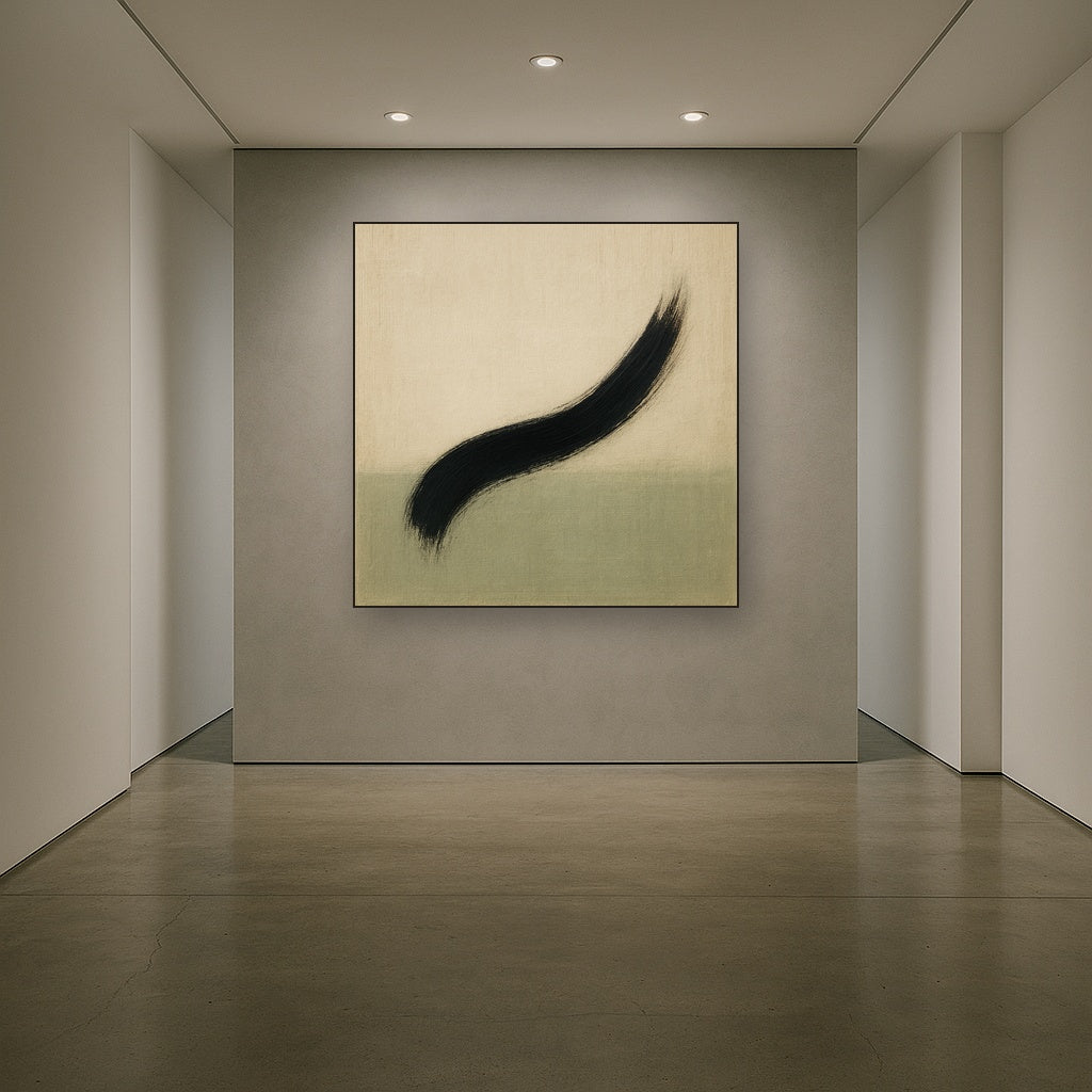 Monochrome Brushstroke Void No. 5 - Modern Fine Art Oil Painting - View 5