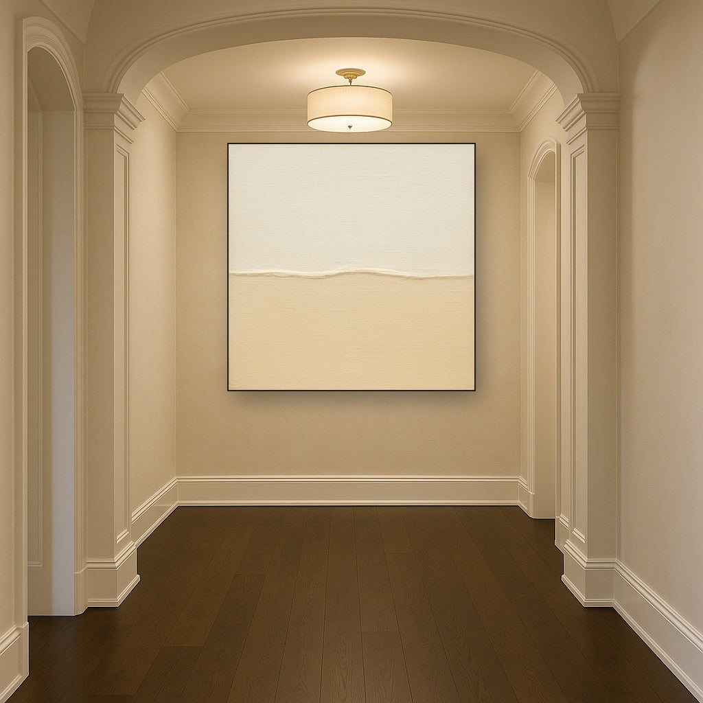 Minimalist White Horizon Band No. 7 - Modern Fine Art Oil Painting - View 5