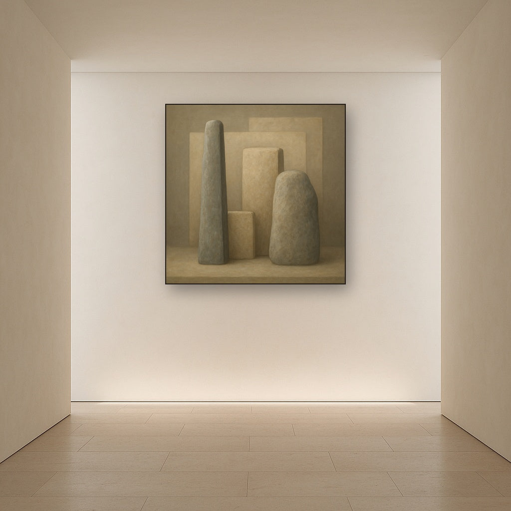 Driftwood Grey & Weathered Stone Monolith No. 7 Oil Painting - View 5