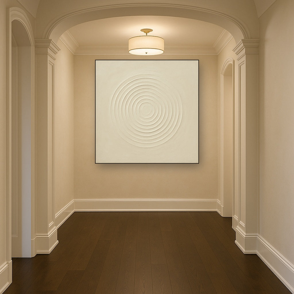 Concentric Zen Circles in Ivory No. 8 - Modern Fine Art Oil Painting - View 5