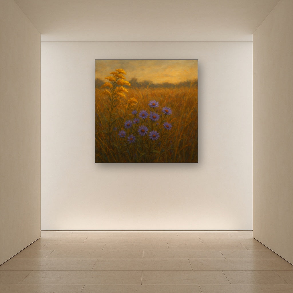 Goldenrod & Autumn Asters in Rustic Meadow No. 3 Fine Art Oil Painting - View 5