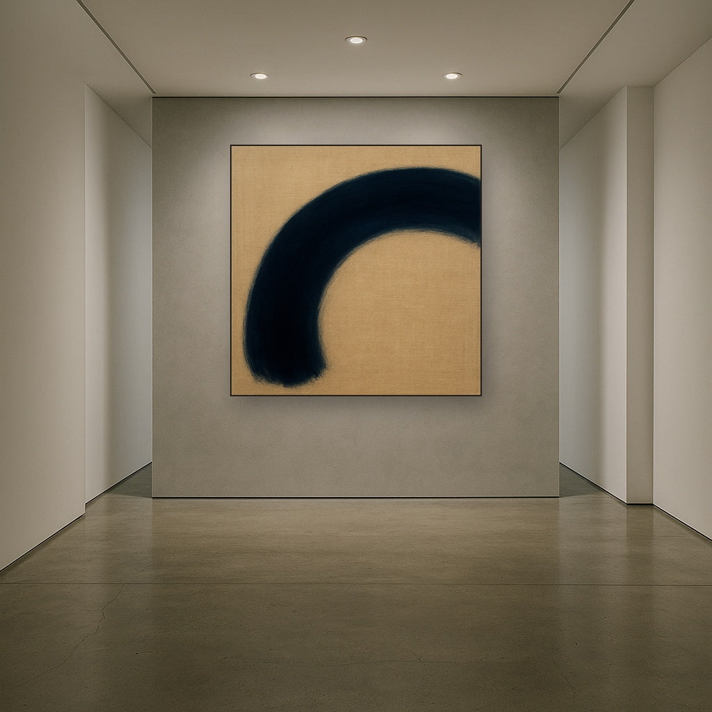 Navy Indigo & Warm Sand Sweep No. 2 - Modern Fine Art Oil Painting - View 5
