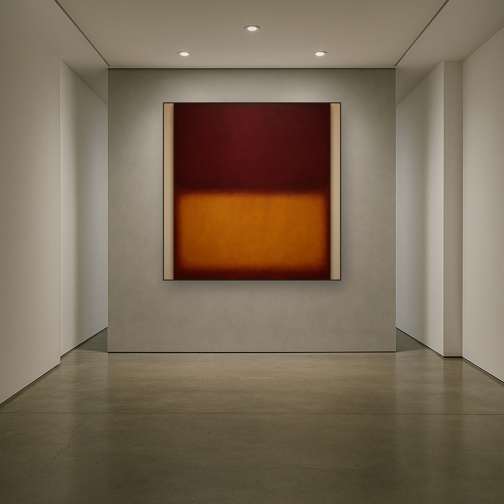Crimson Burgundy & Saffron Gold Color Vibrations No. 15 Oil Painting - View 5