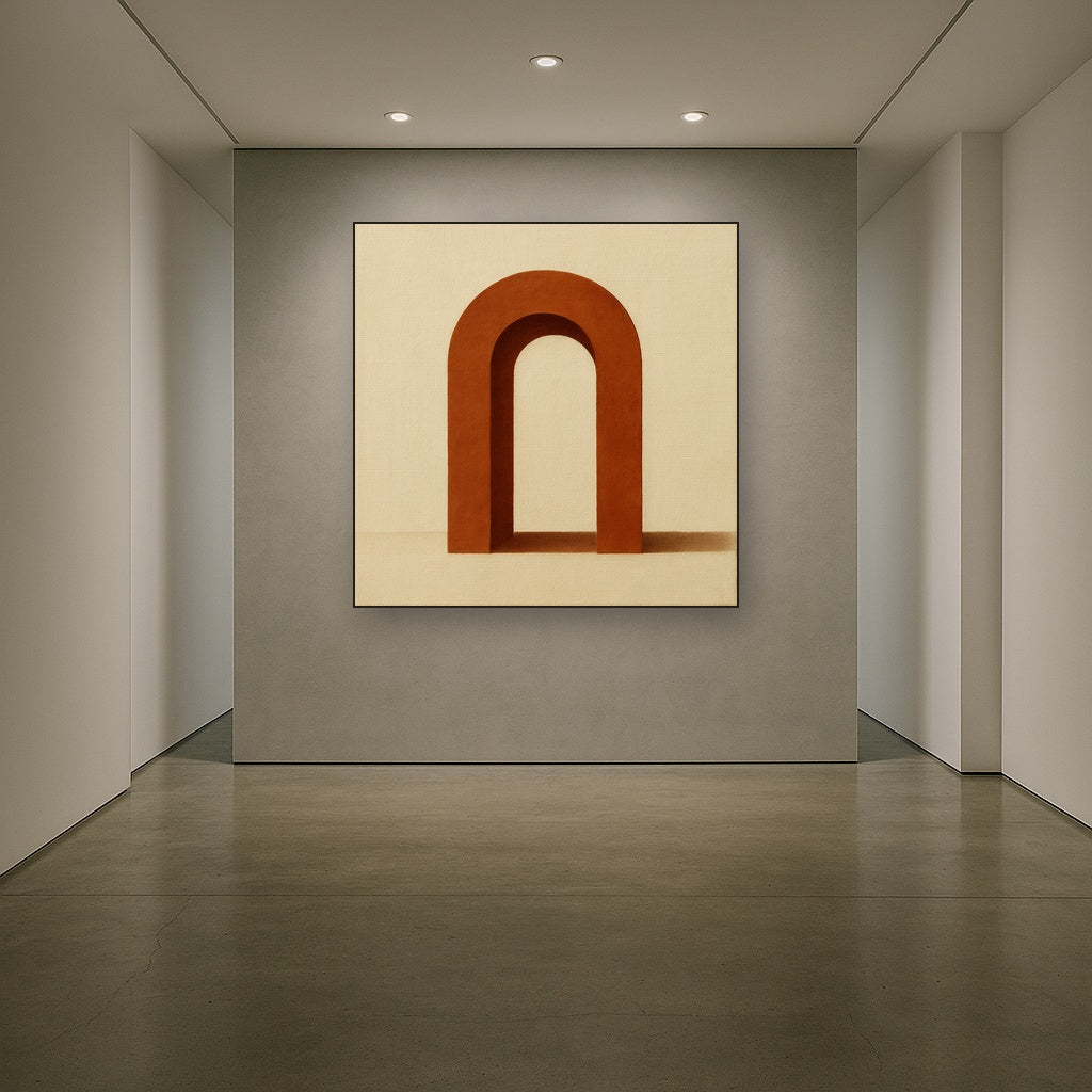 Terracotta Clay & Cream Arch No. 4 - Modern Fine Art Oil Painting - View 5