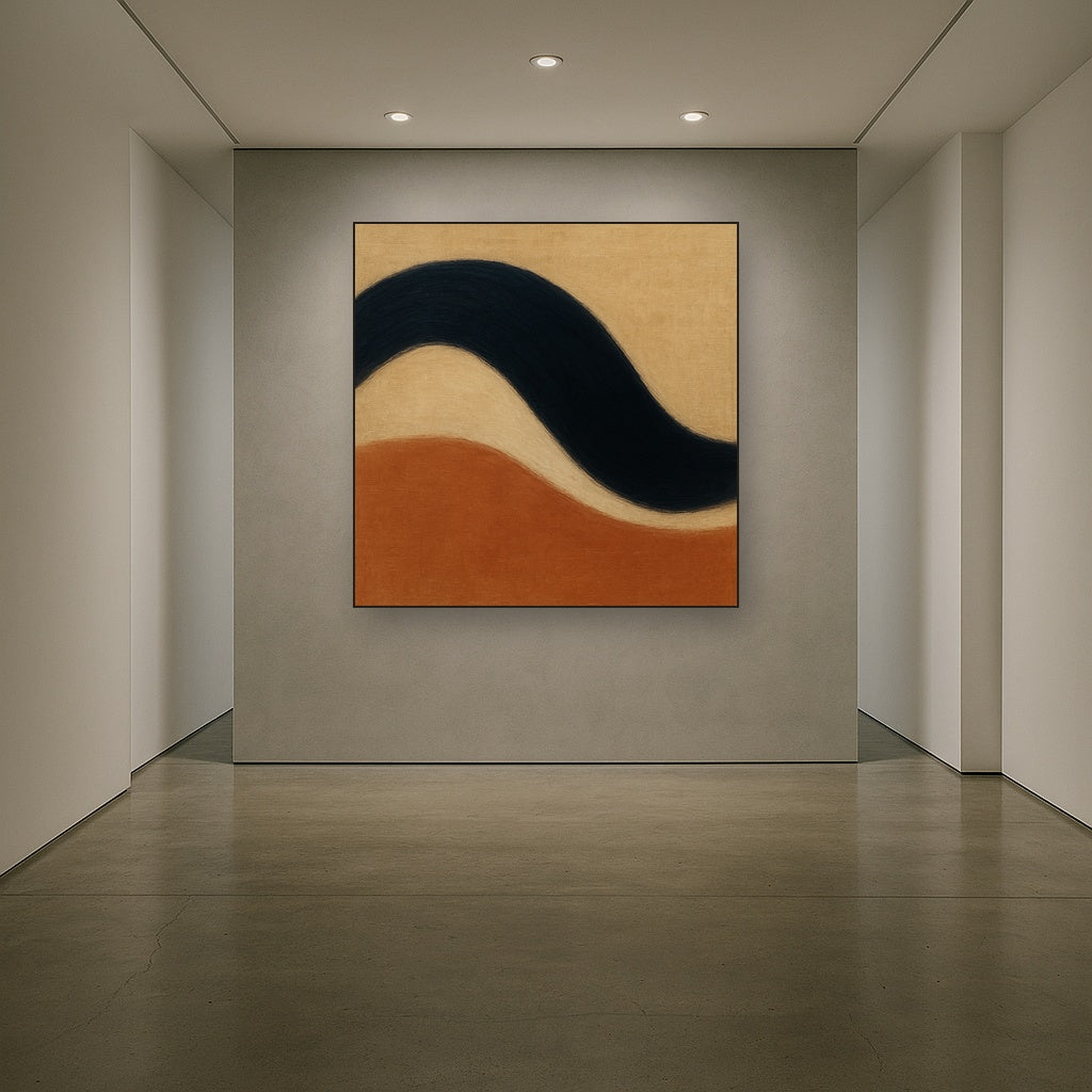 Navy Indigo & Warm Sand Sweep No. 2 - Modern Fine Art Oil Painting - View 5