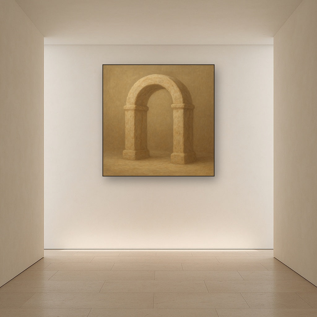 Travertine Stone Arch & Earth Tones No. 26 Oil Painting - View 5