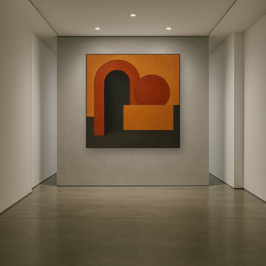 Bauhaus Archway & Terracotta Semicircle Suite No. 5 Fine Art Oil Painting - View 5