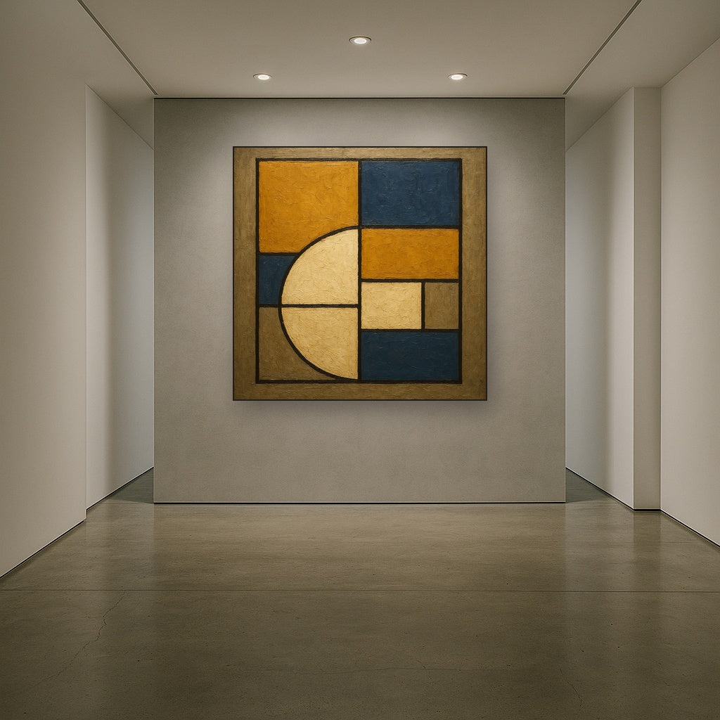 Bauhaus Geometric Balance No. 1 No. 7 Oil Painting - Styled in Entryway Hallway