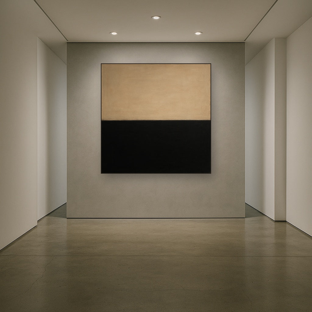 Onyx & Warm Biscuit Horizon No. 9 - Modern Fine Art Oil Painting - View 5