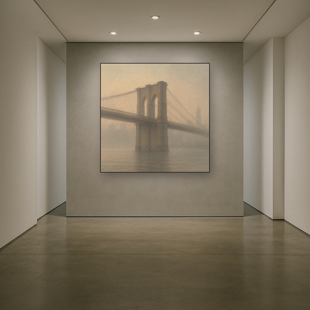 Brooklyn Bridge in Morning River Mist No. 29 Oil Painting - View 5