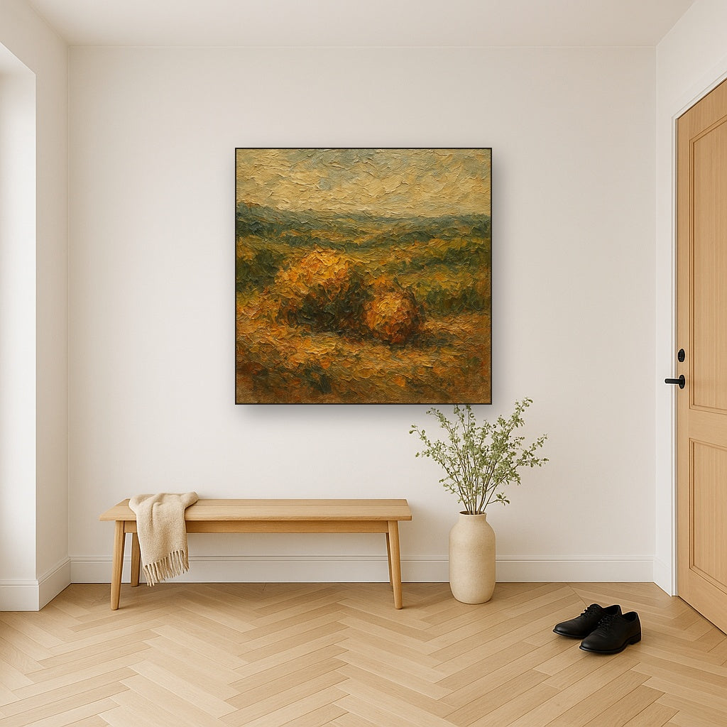 Subtle Linear Torso Line Art Oil Painting - Styled in Entryway Hallway