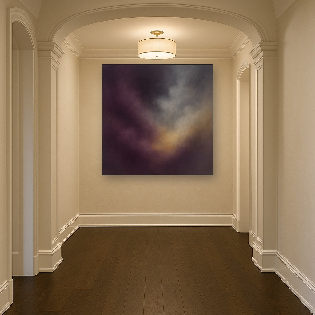 Gilded Plum & Soft Smoke Cloud Harmony No. 6 Oil Painting - View 5