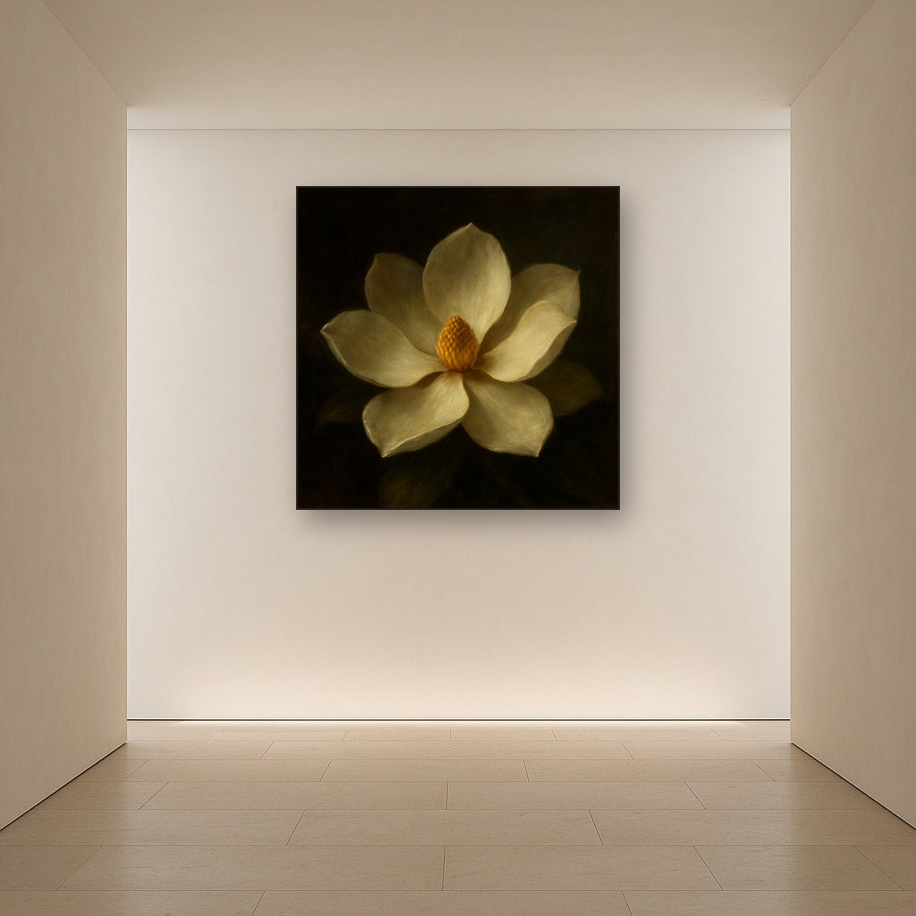Magnolia Blossom in Quiet Chiaroscuro No. 11 Fine Art Oil Painting - View 5