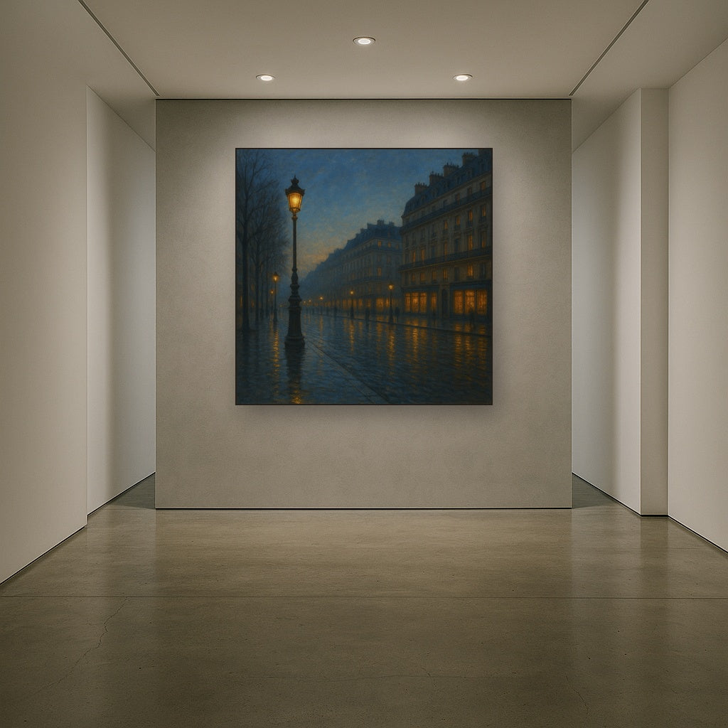 Rainy Parisian Boulevard at Twilight No. 2 Oil Painting - View 5