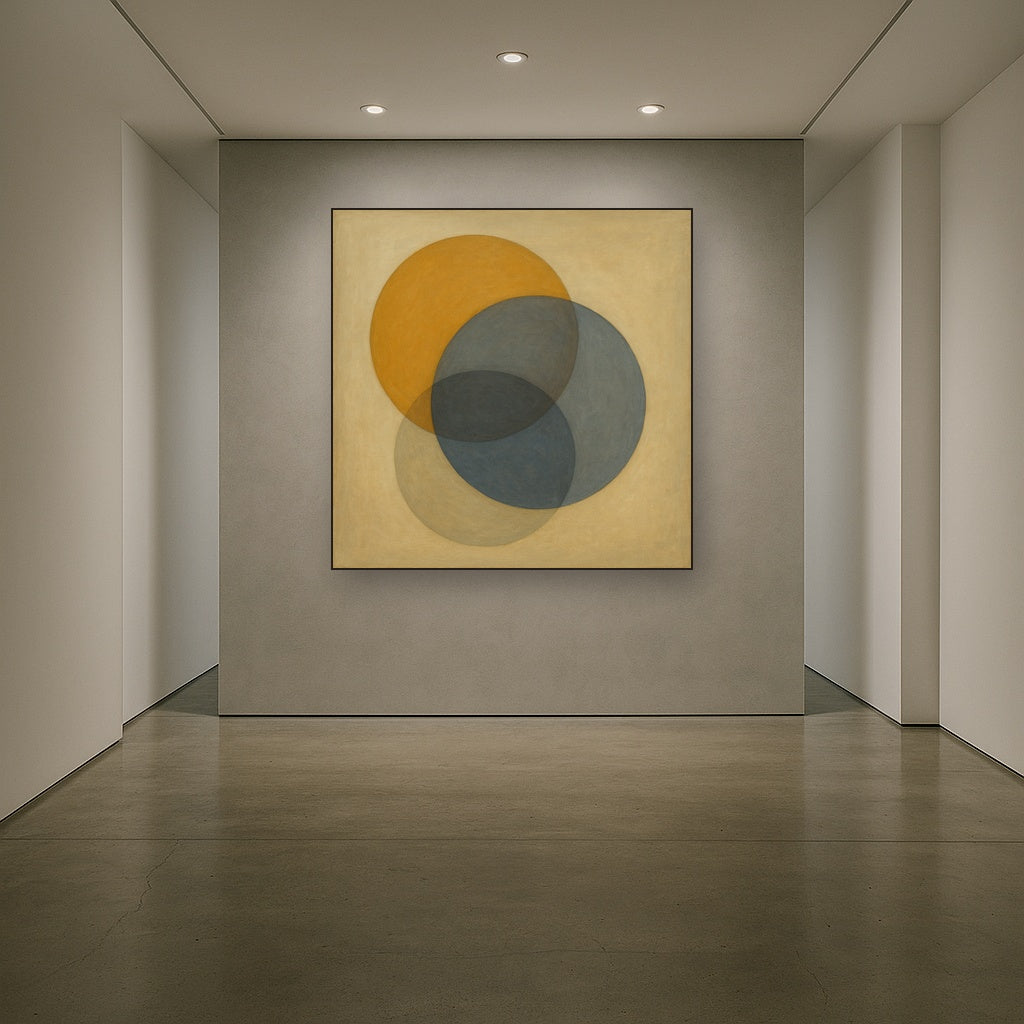 Intersecting Discs in Burnished Ochre & Slate No. 3 Fine Art Oil Painting - View 5