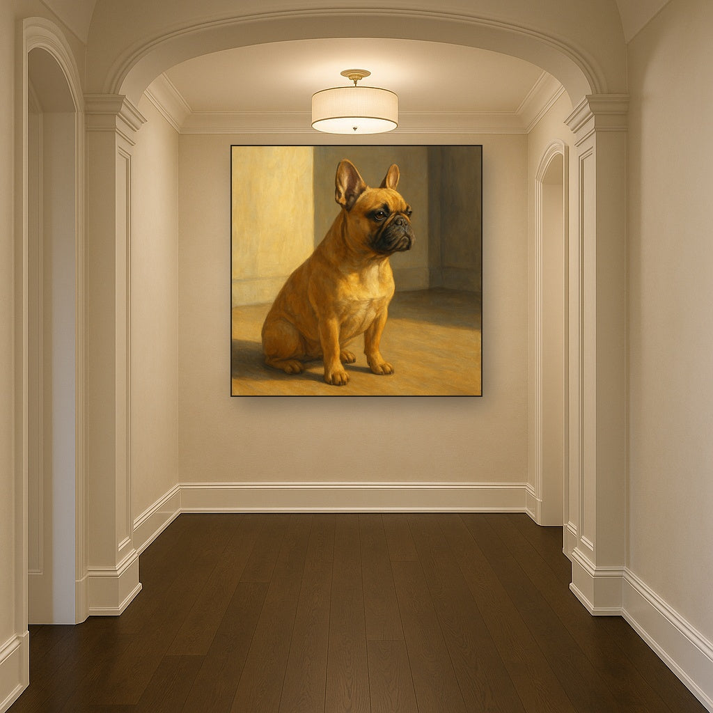 French Bulldog in Sunlit Minimalist Studio No. 12 Fine Art Oil Painting - View 5