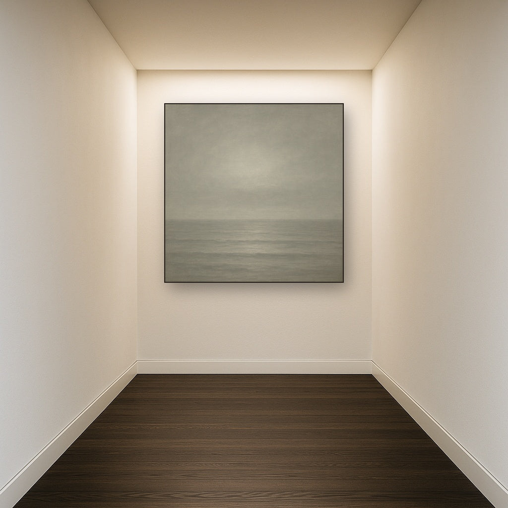 Monochrome Ocean Silence No. 5 - Modern Fine Art Oil Painting - View 5