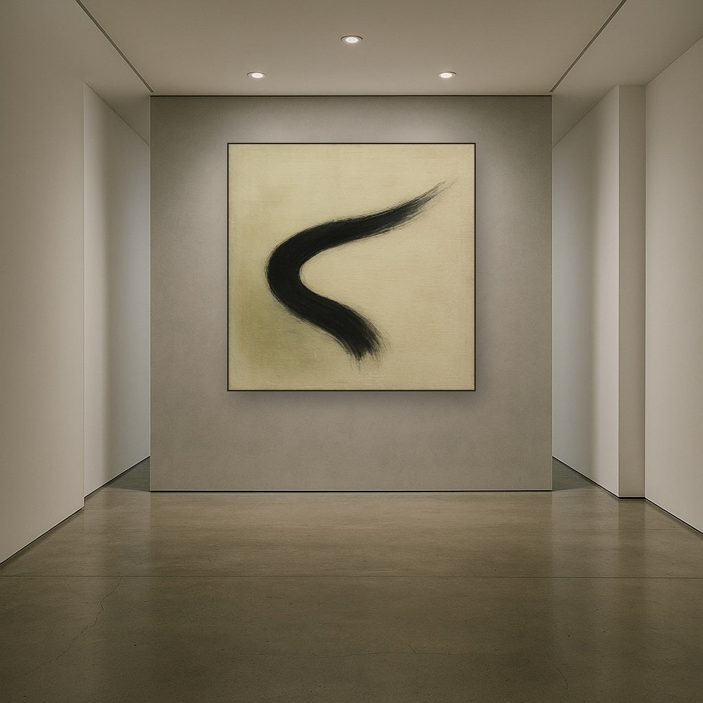 Monochrome Brushstroke Void No. 5 - Modern Fine Art Oil Painting - View 5