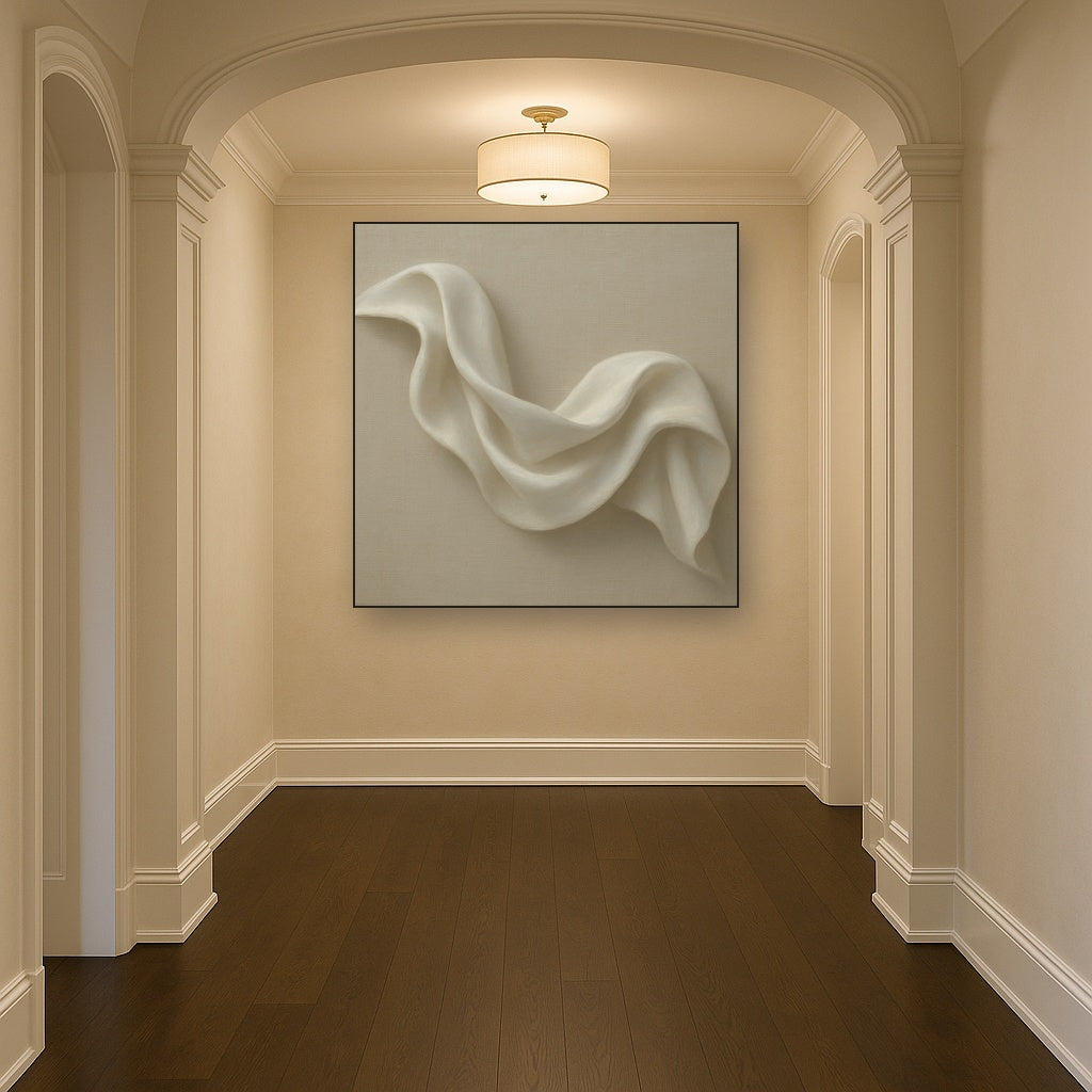 Alabaster Linen Texture Fold No. 4 - Modern Fine Art Oil Painting - View 5