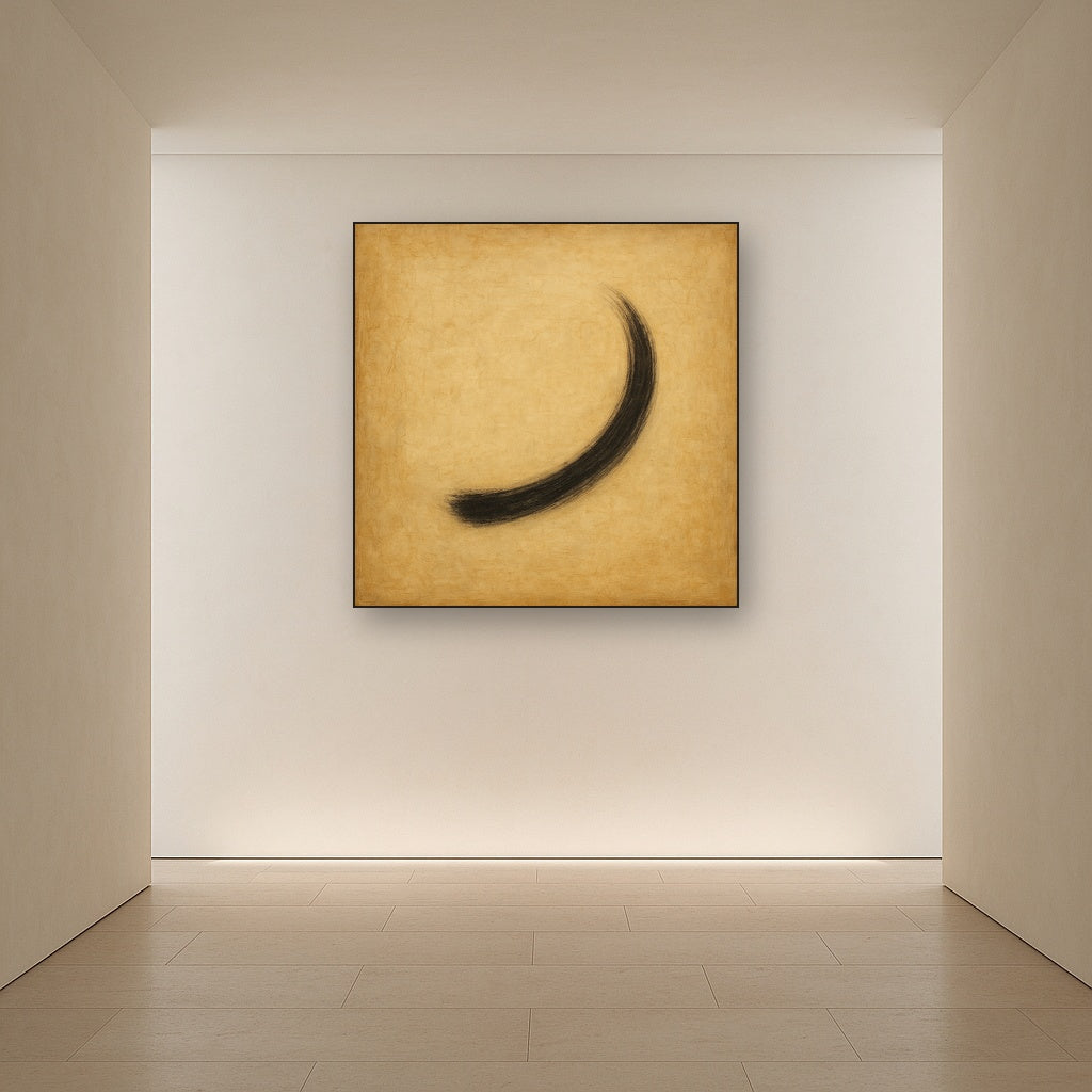 Aged Rice Paper & Charcoal Calligraphic Balance No. 21 Oil Painting - View 5