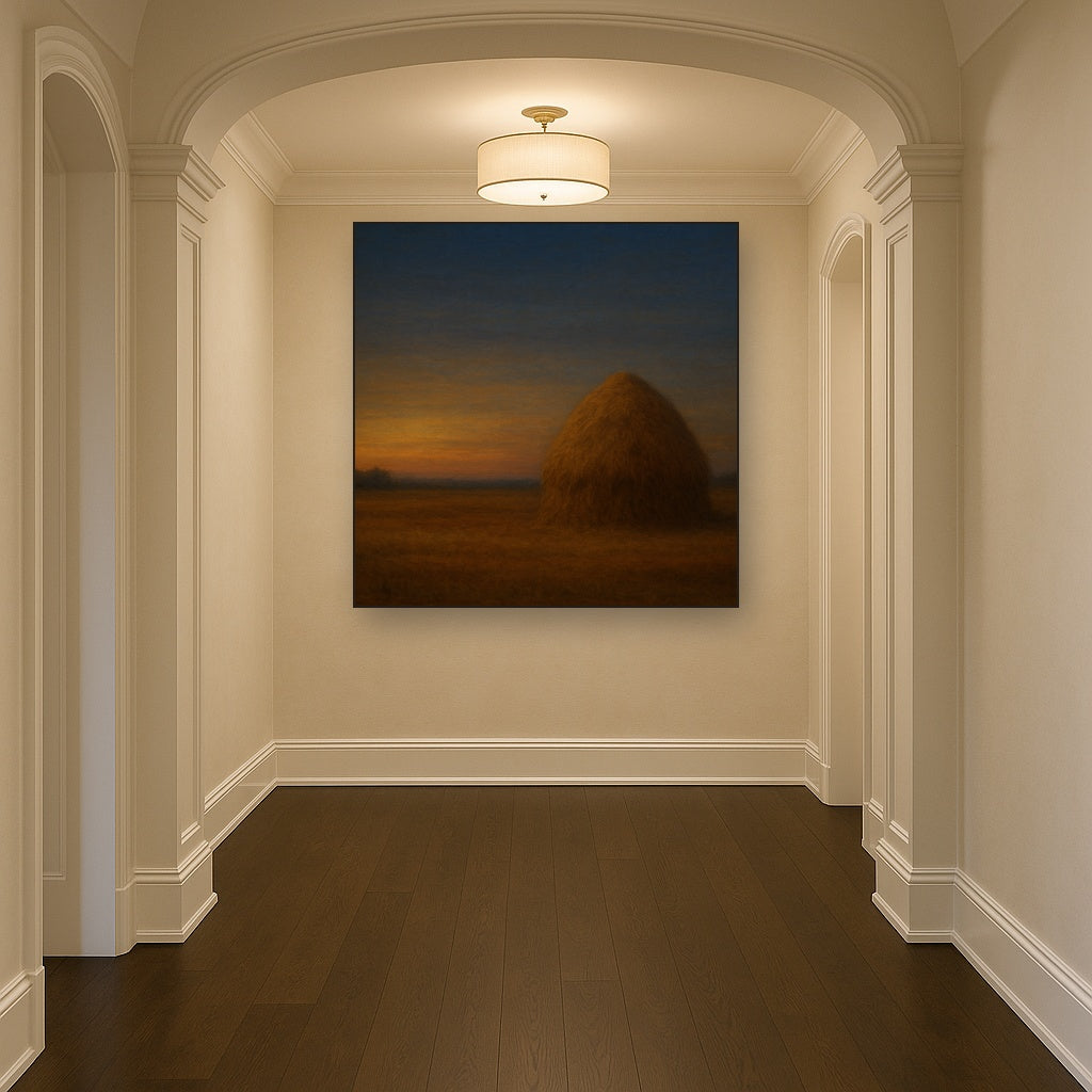 Dusk Horizon over Weathered Haystack No. 7 Oil Painting - View 5