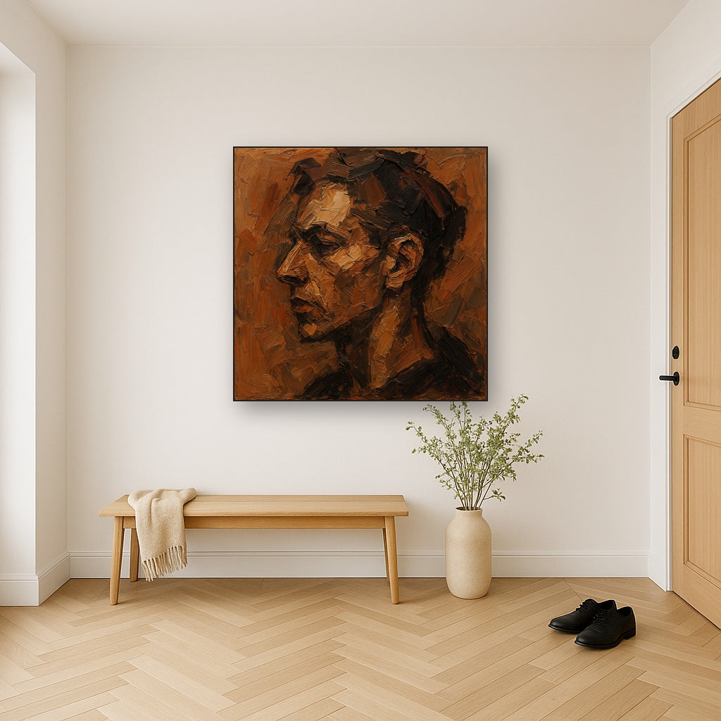 Kinetic Portrait in Earth Tones Oil Painting - View 5