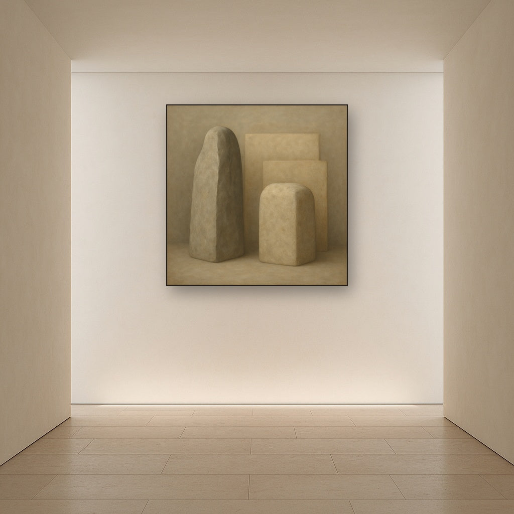 Driftwood Grey & Weathered Stone Monolith No. 27 Oil Painting - View 5