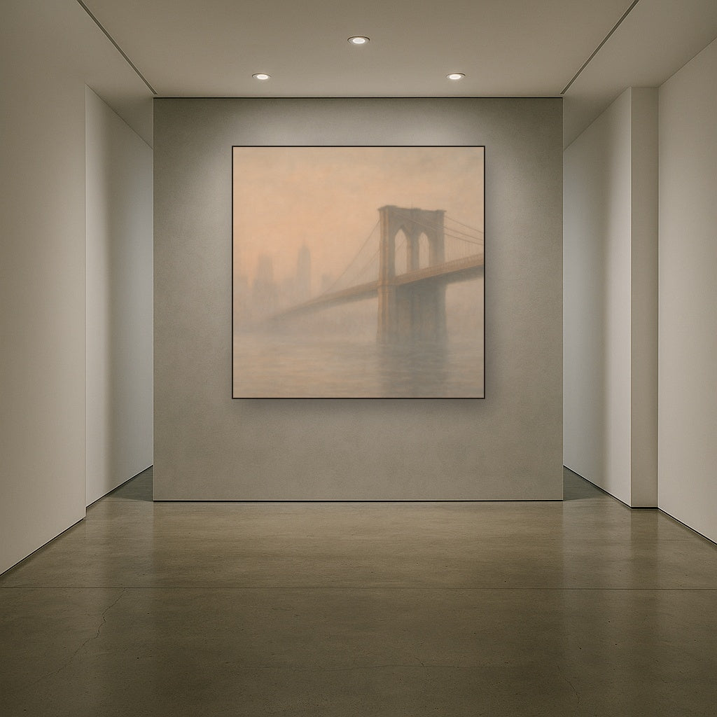 Brooklyn Bridge in Morning River Mist No. 7 Oil Painting - View 5
