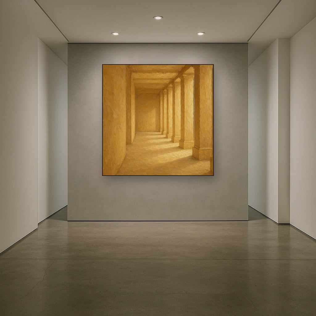 Minimalist Colonnade Light Passage No. 7 Oil Painting - Styled in Entryway Hallway