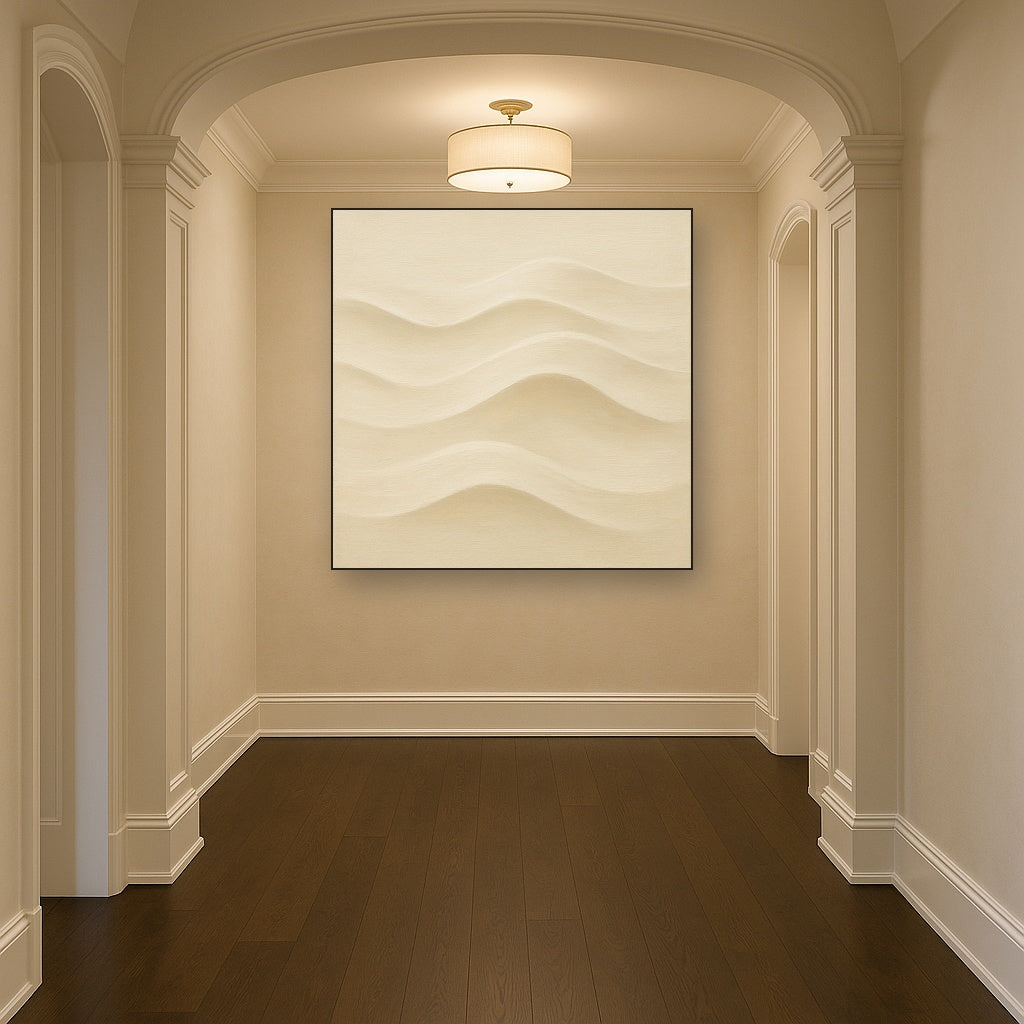 Monochrome Wave Relief No. 2 - Modern Fine Art Oil Painting - View 5