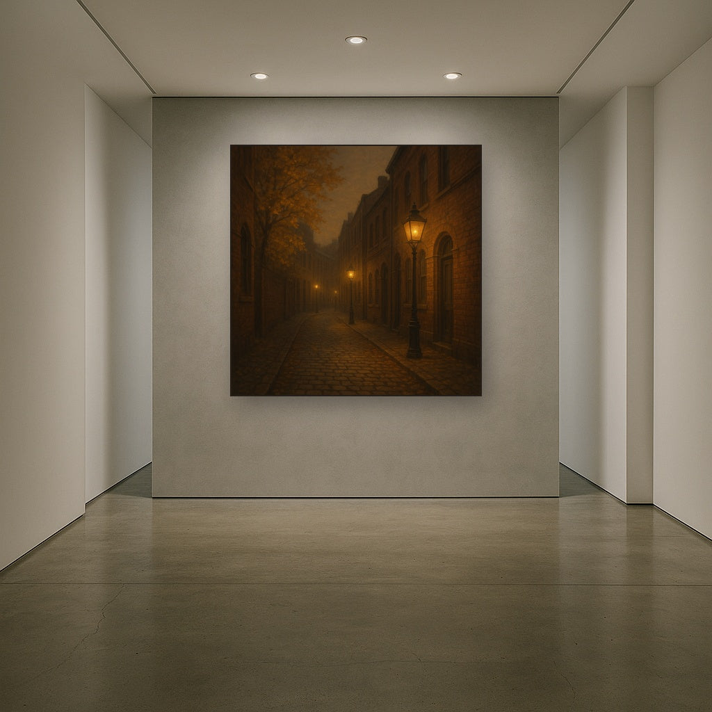 London Gaslamp Alley in Autumn Dusk No. 18 Oil Painting - View 5