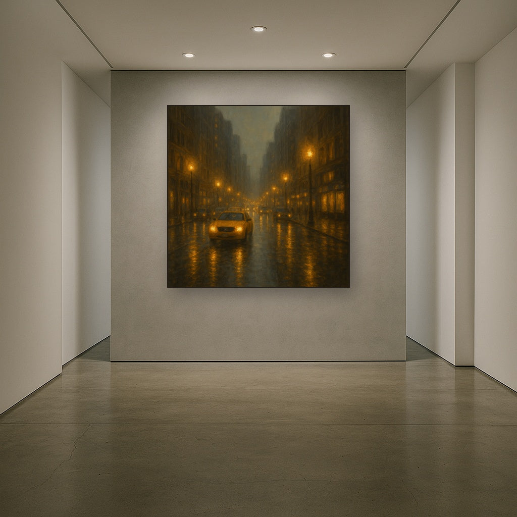 Rain-Drenched Manhattan Avenue Lights No. 8 Oil Painting - View 5