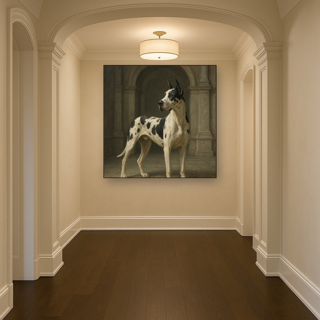 Regal Great Dane in Grand Architectural Hall No. 7 Fine Art Oil Painting - View 5