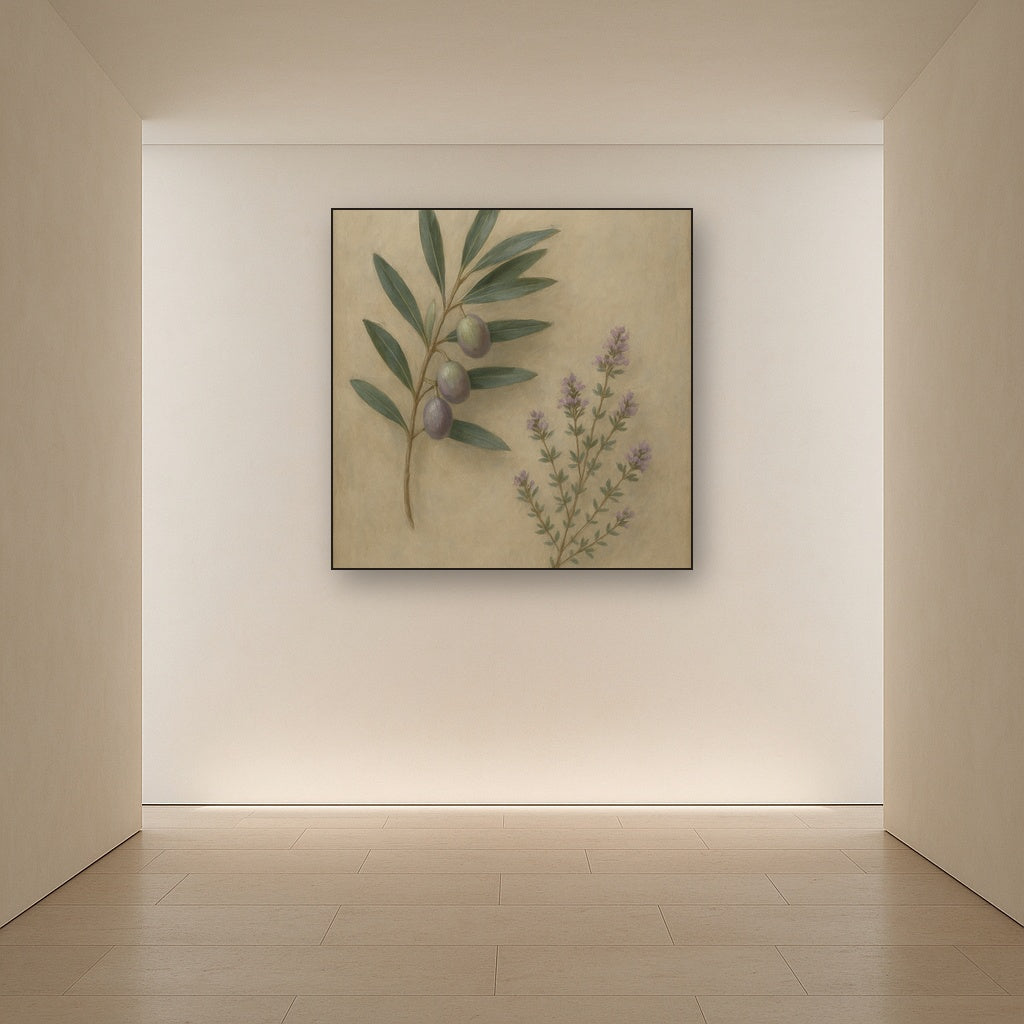 Olive Branches & Wild Thyme Botanical Study No. 12 Fine Art Oil Painting - View 5