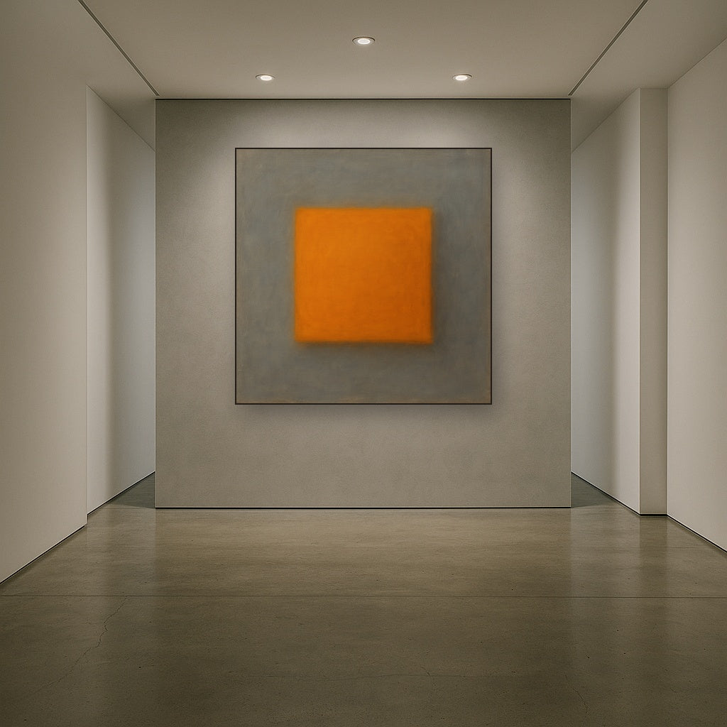 Cadmium Amber & Slate Grey Block No. 10 - Modern Fine Art Oil Painting - View 5