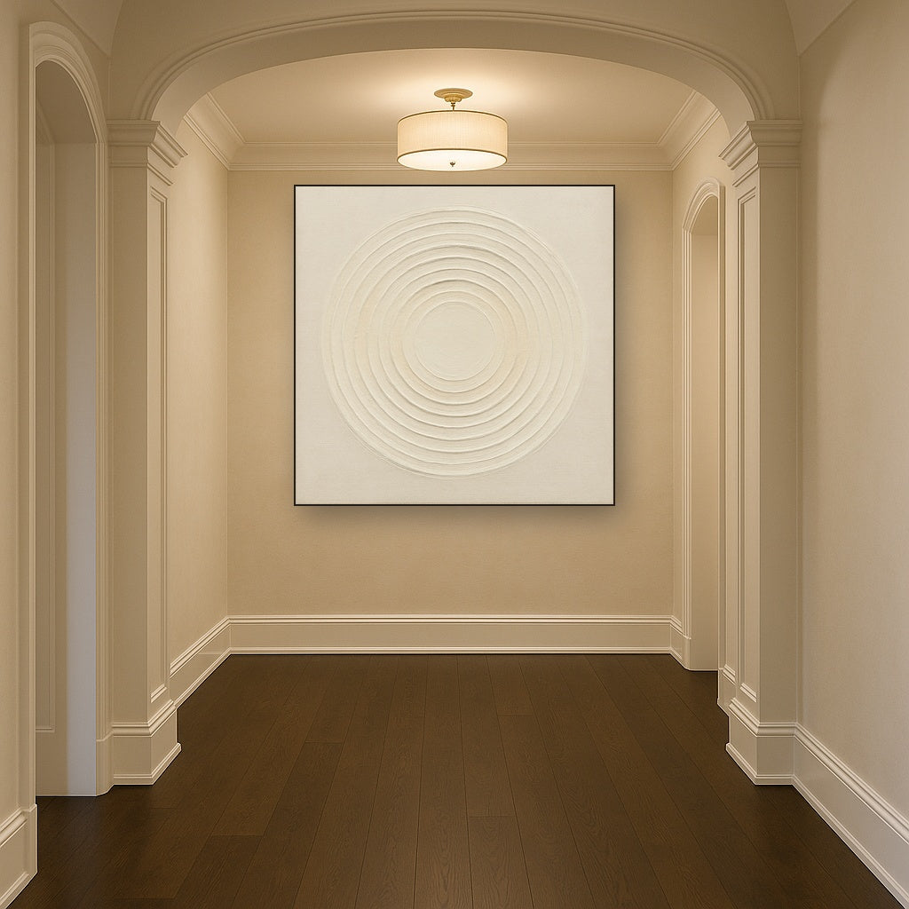 Concentric Zen Circles in Ivory No. 8 - Modern Fine Art Oil Painting - View 5