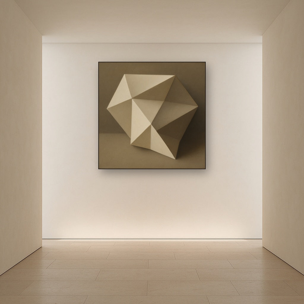 Folded Paper Geometry in Neutral Gradient Shadows No. 14 Oil Painting - View 5