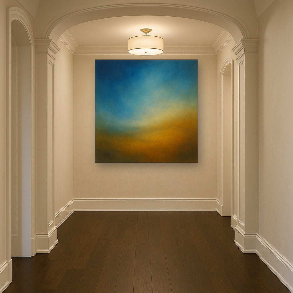 Celestial Azure & Warm Ochre Equilibrium No. 11 Oil Painting - View 5