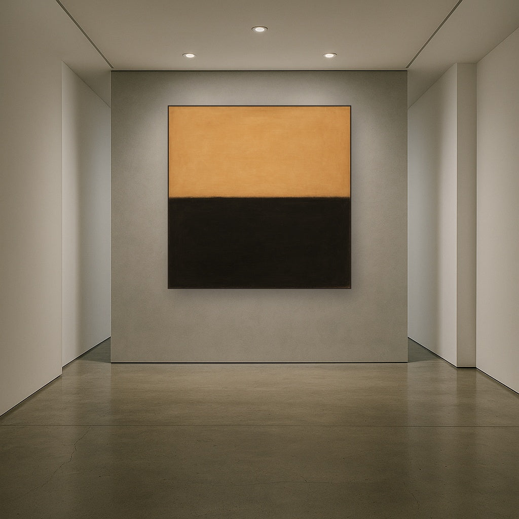 Onyx & Warm Biscuit Horizon No. 9 - Modern Fine Art Oil Painting - View 5