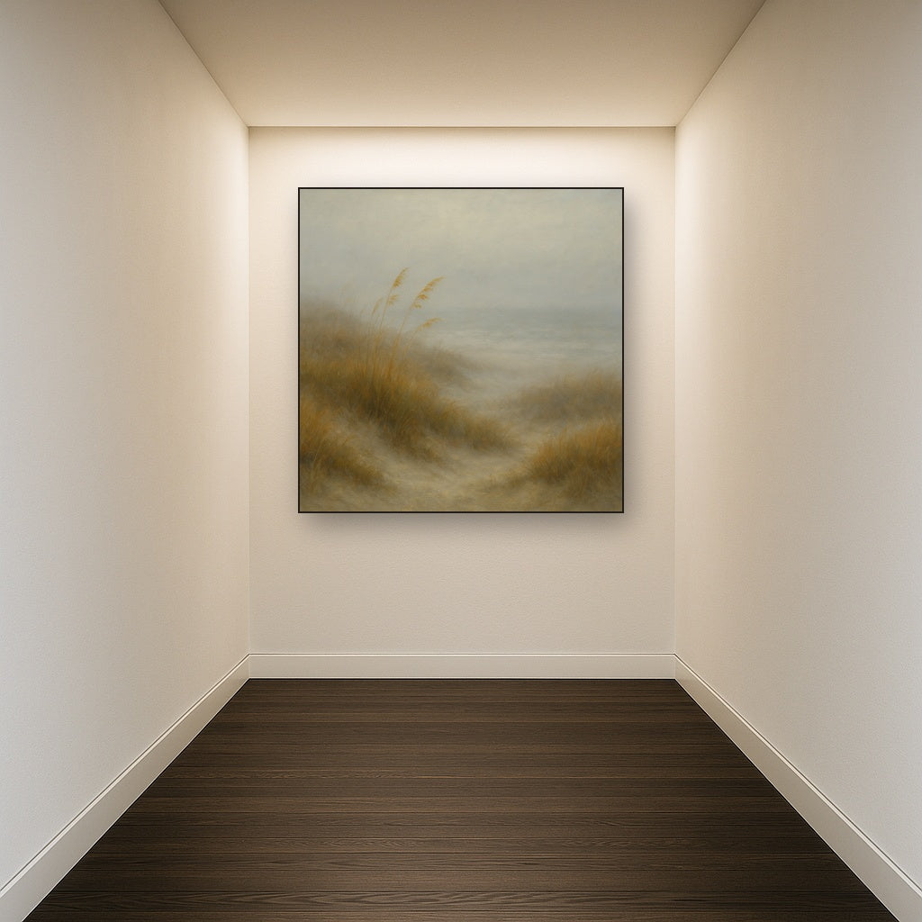 Ethereal Coastal Sea Fog over Silent Dunes No. 10 Fine Art Oil Painting - View 5