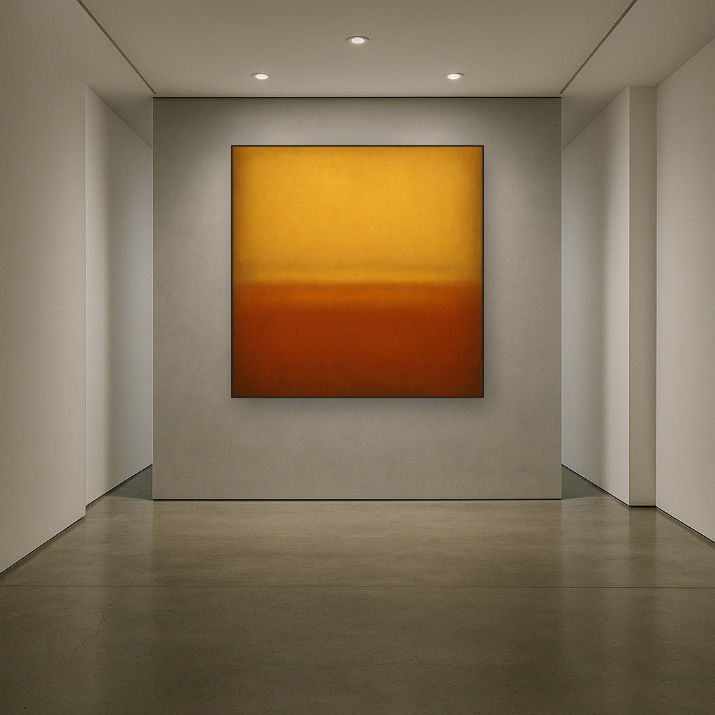 Luminous Ochre & Terracotta Horizon Color Field Oil Painting - View 5
