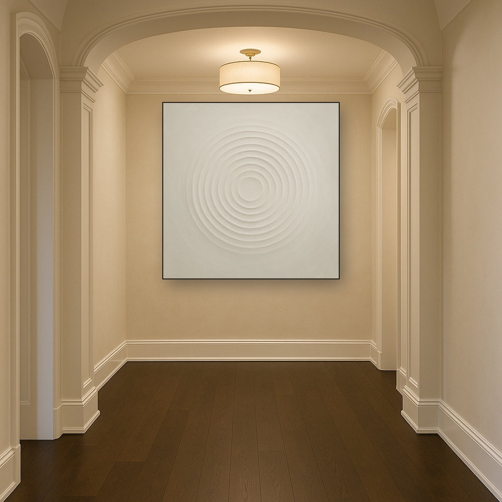 Concentric Zen Circles in Ivory No. 8 - Modern Fine Art Oil Painting - View 5