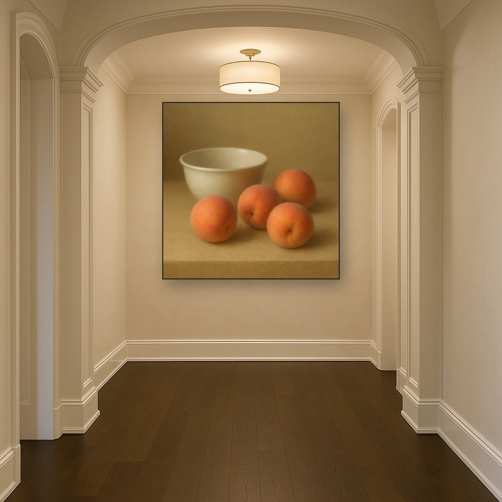 Heirloom Peaches & White Ceramic Bowl No. 10 Oil Painting - View 5