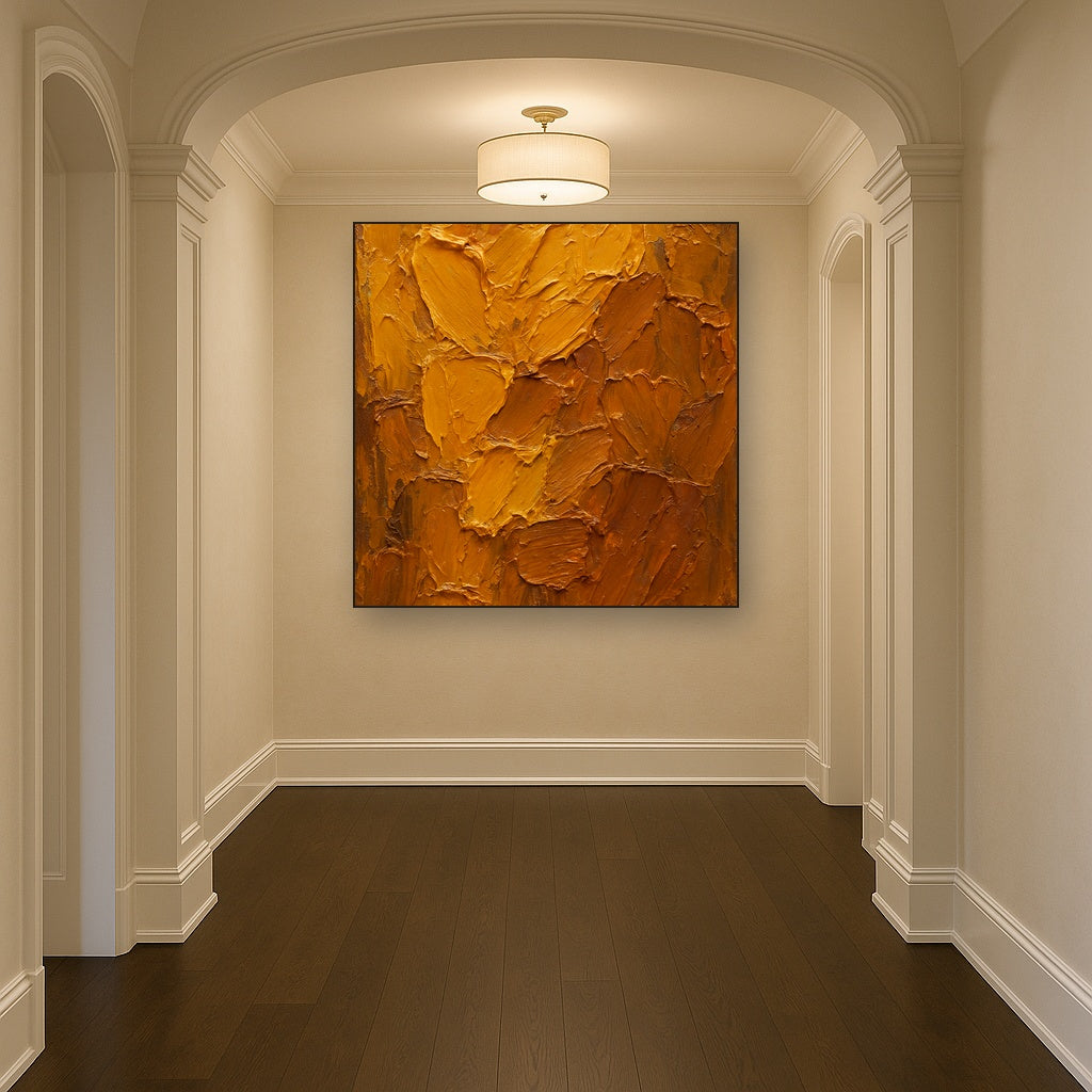 Layered Amber Earth Heavy Impasto Oil Painting - View 5