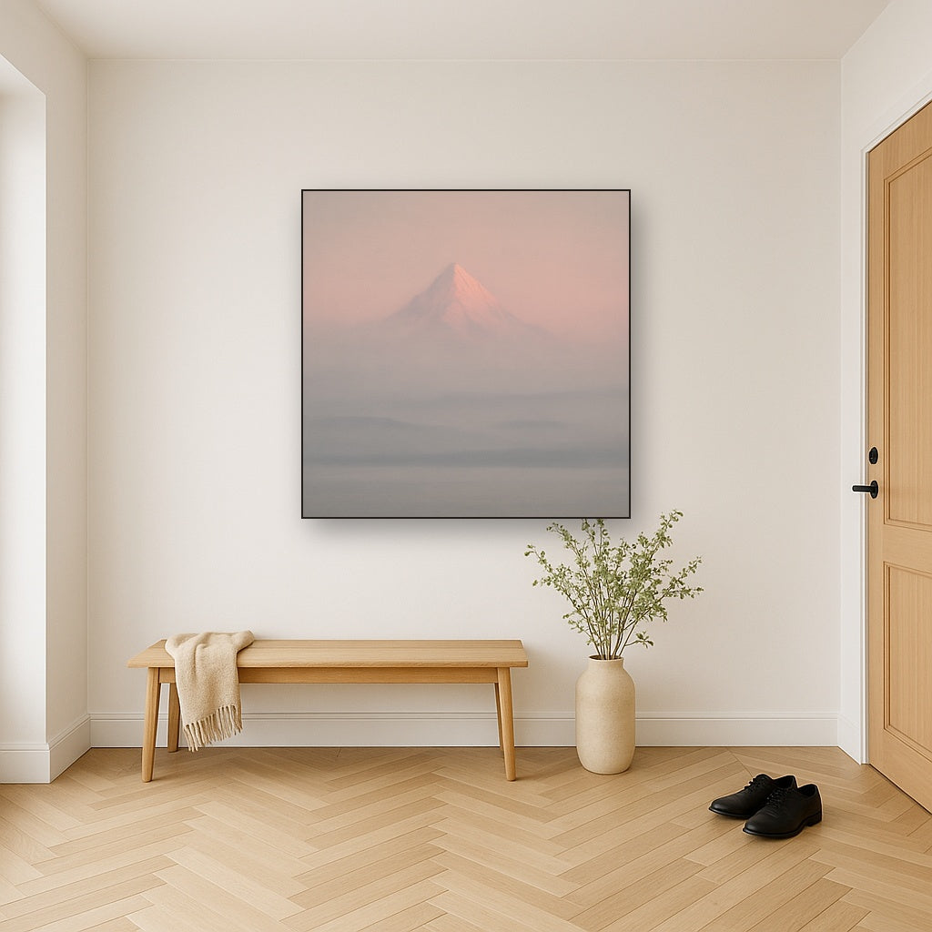 Pale Alpenglow over Distant Glacial Peak No. 22 Oil Painting - View 5