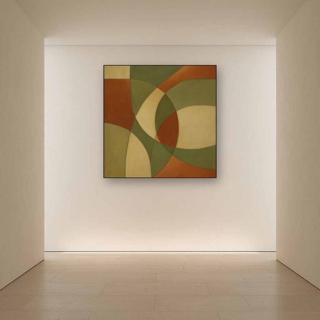 Intersecting Curved Forms in Olive & Rust No. 2 Oil Painting - View 5